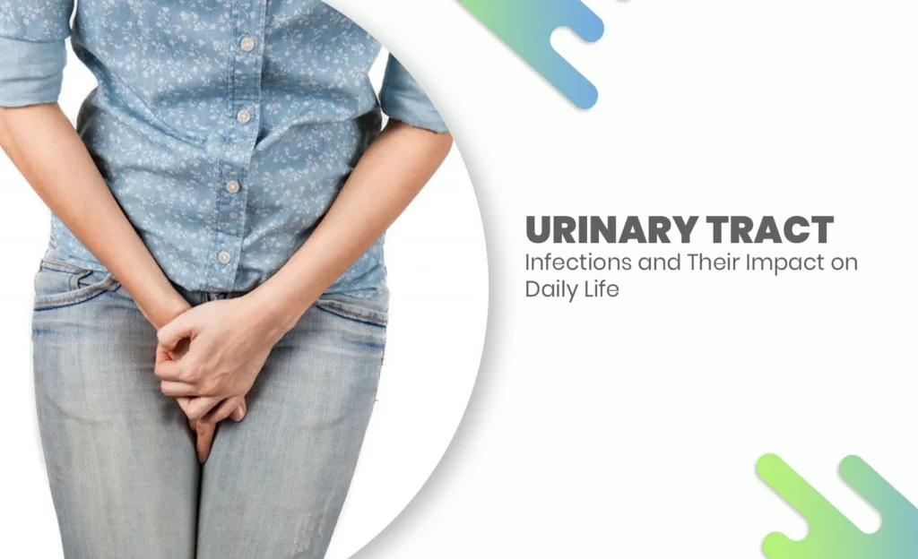 Woman experiencing urinary discomfort, symbolizing urinary tract infection (UTI) symptoms and their impact on daily life.