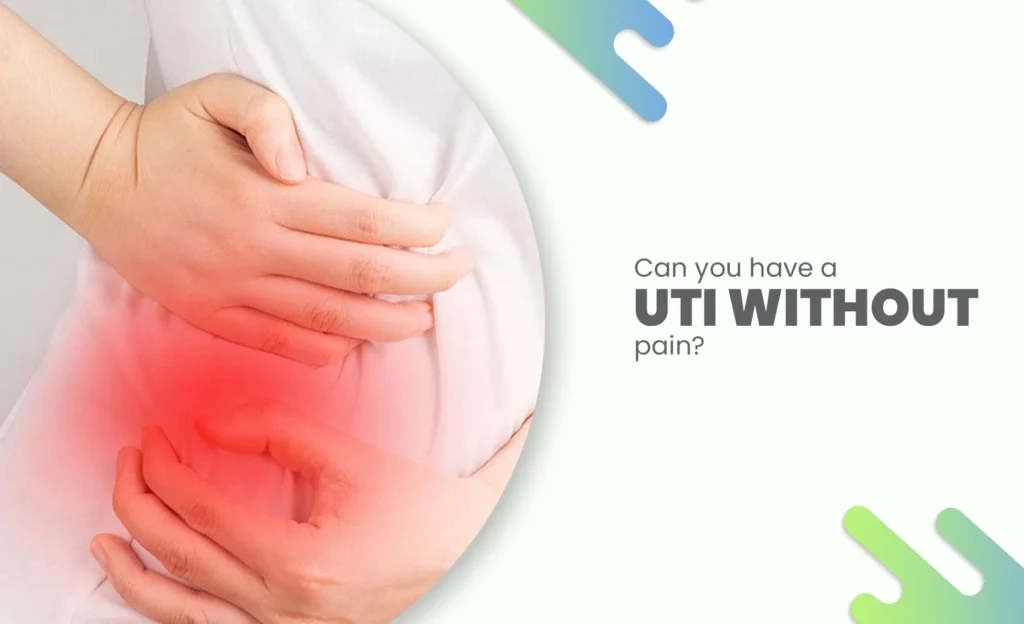 UTI without pain concept image with abdomen highlight