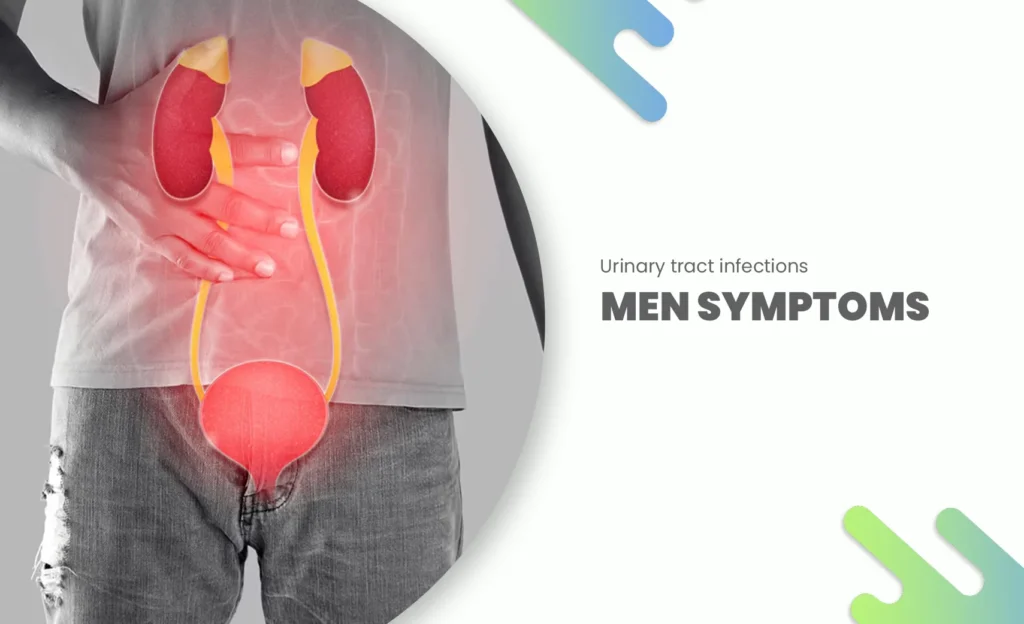 Urinary tract infections in men showing bladder and kidney pain symptoms.