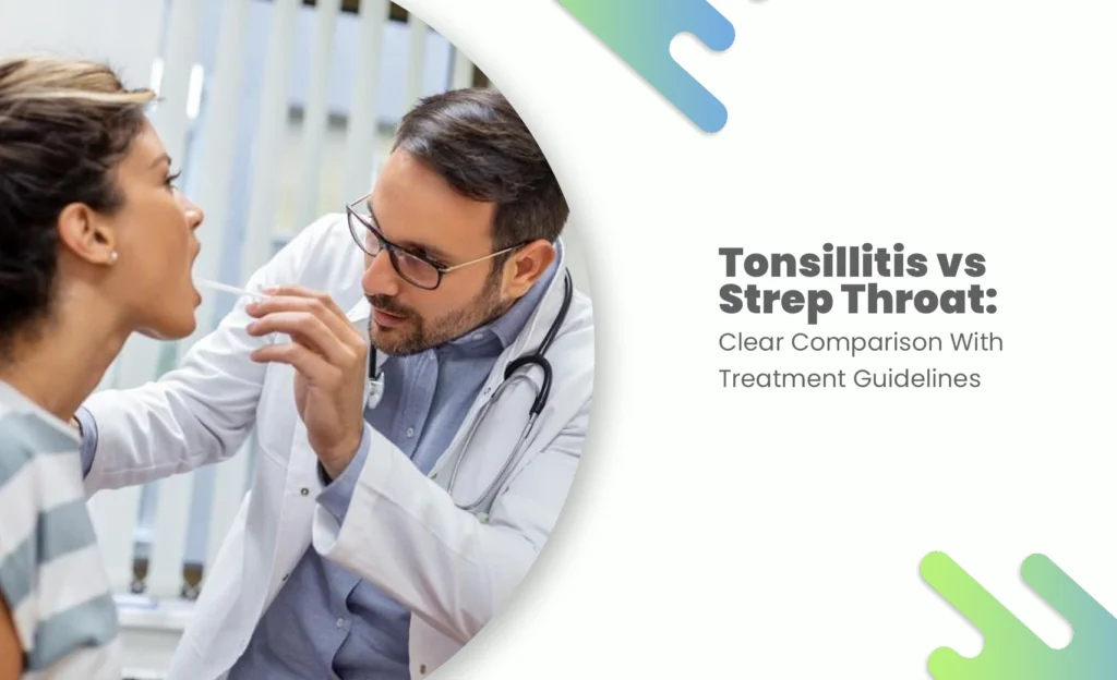 Doctor performing throat swab to test for strep throat vs tonsillitis