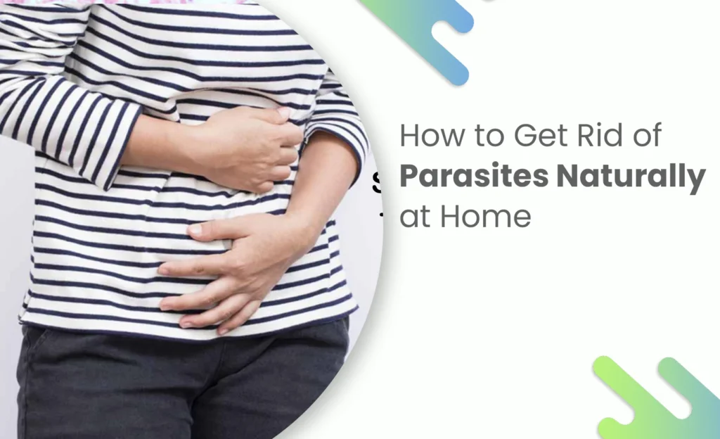 Person holding stomach due to parasitic infection