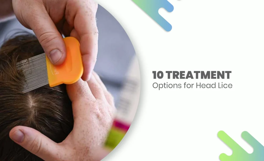 Close-up of hands using a lice comb on a child's scalp for head lice removal.