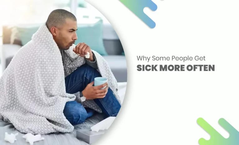 Man wrapped in blanket coughing while holding a cup — why some people get sick more often