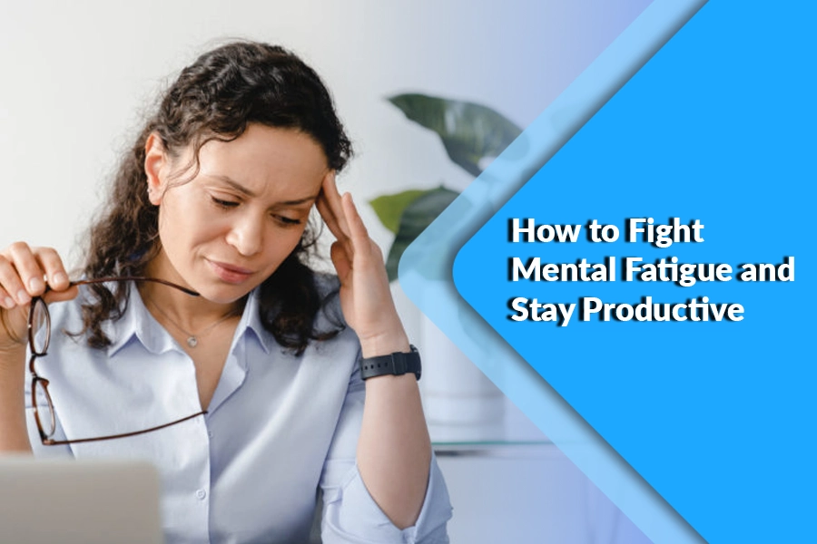 Woman stressed from work showing signs of mental fatigue