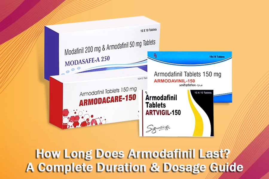 “Armodafinil tablet brands displayed on colorful background”