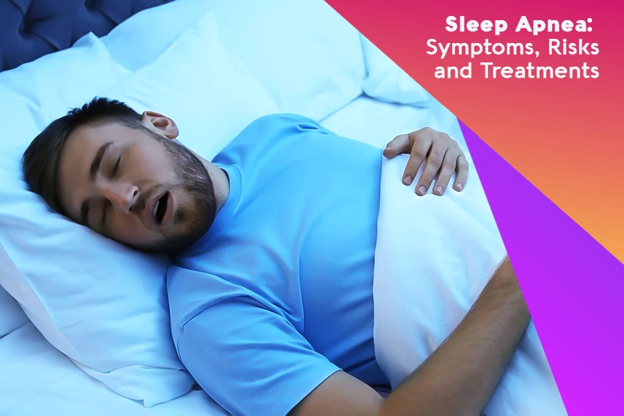 Sleep Apnea symptoms shown through a sleeping person