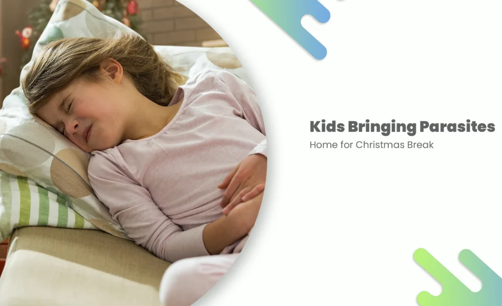 Young girl sleeping on couch during Christmas break with potential parasite risks