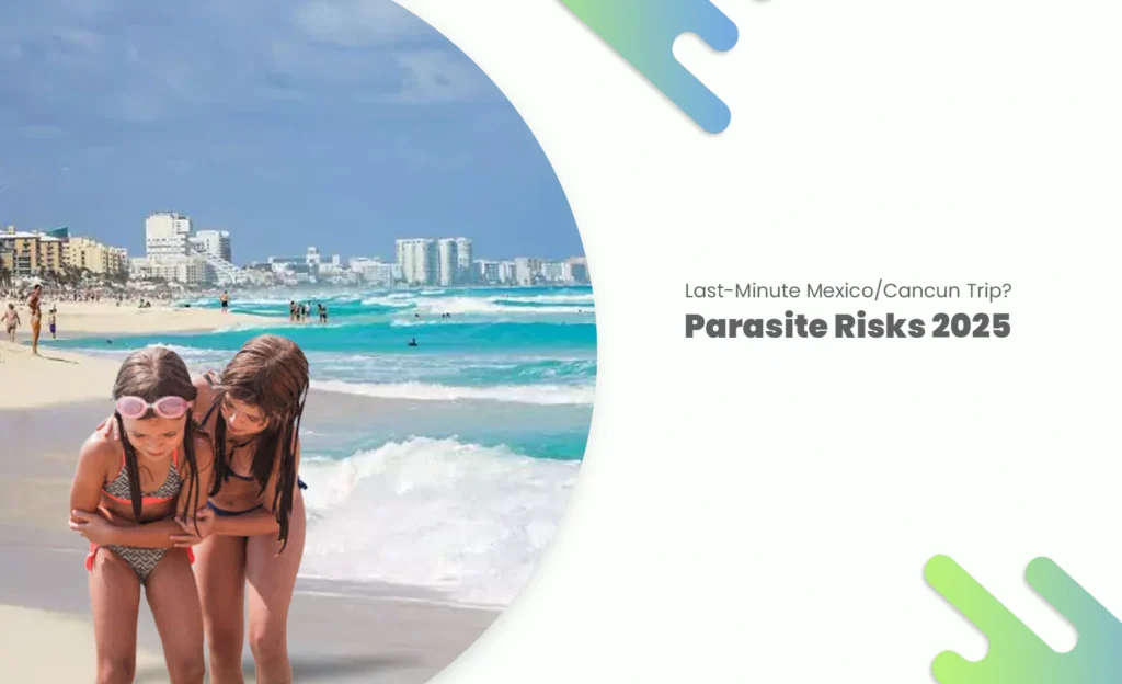 Parasite risks awareness at Cancun beach travel