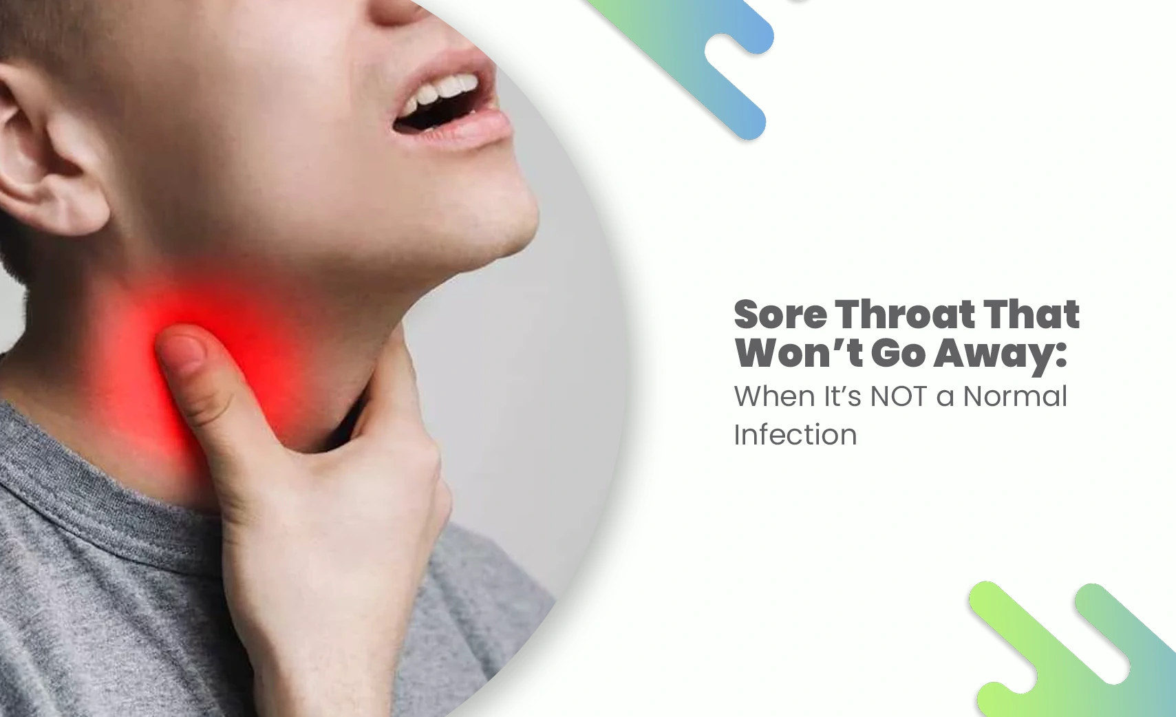 Man holding neck with visible redness showing sore throat pain