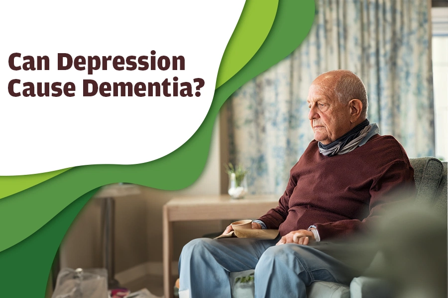 Senior man sitting at home holding a cup, depression cause dementia concept.
