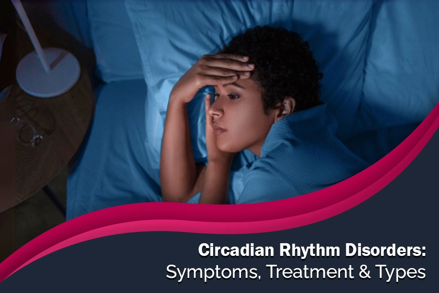 Woman experiencing insomnia related to circadian rhythm disruption