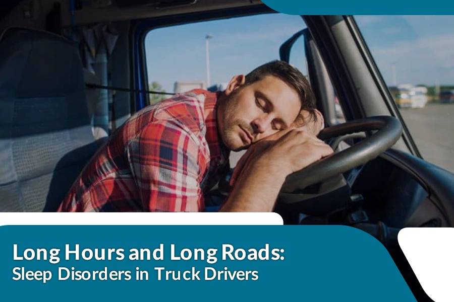 Exhausted truck driver resting while driving long hours
