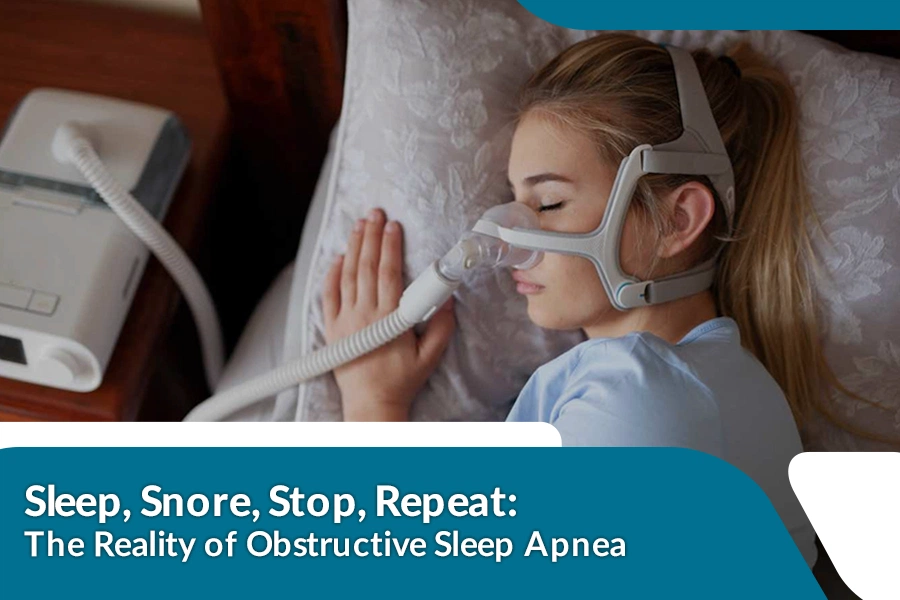 Patient using CPAP mask during sleep for obstructive sleep apnea therapy